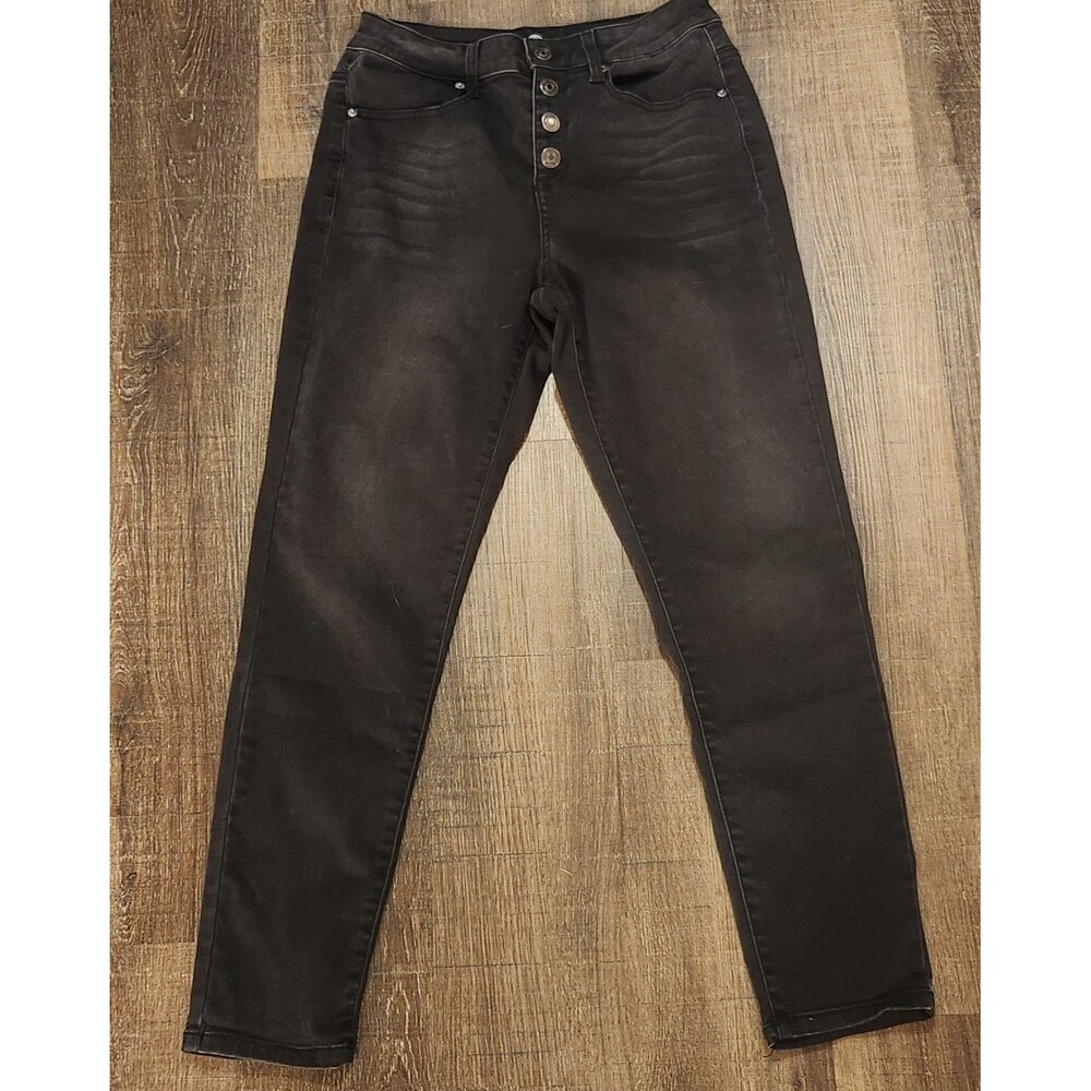 Women’s Jeggings Size 9 High Rise Stretch Black Button Fly Skinny Pull On Pants